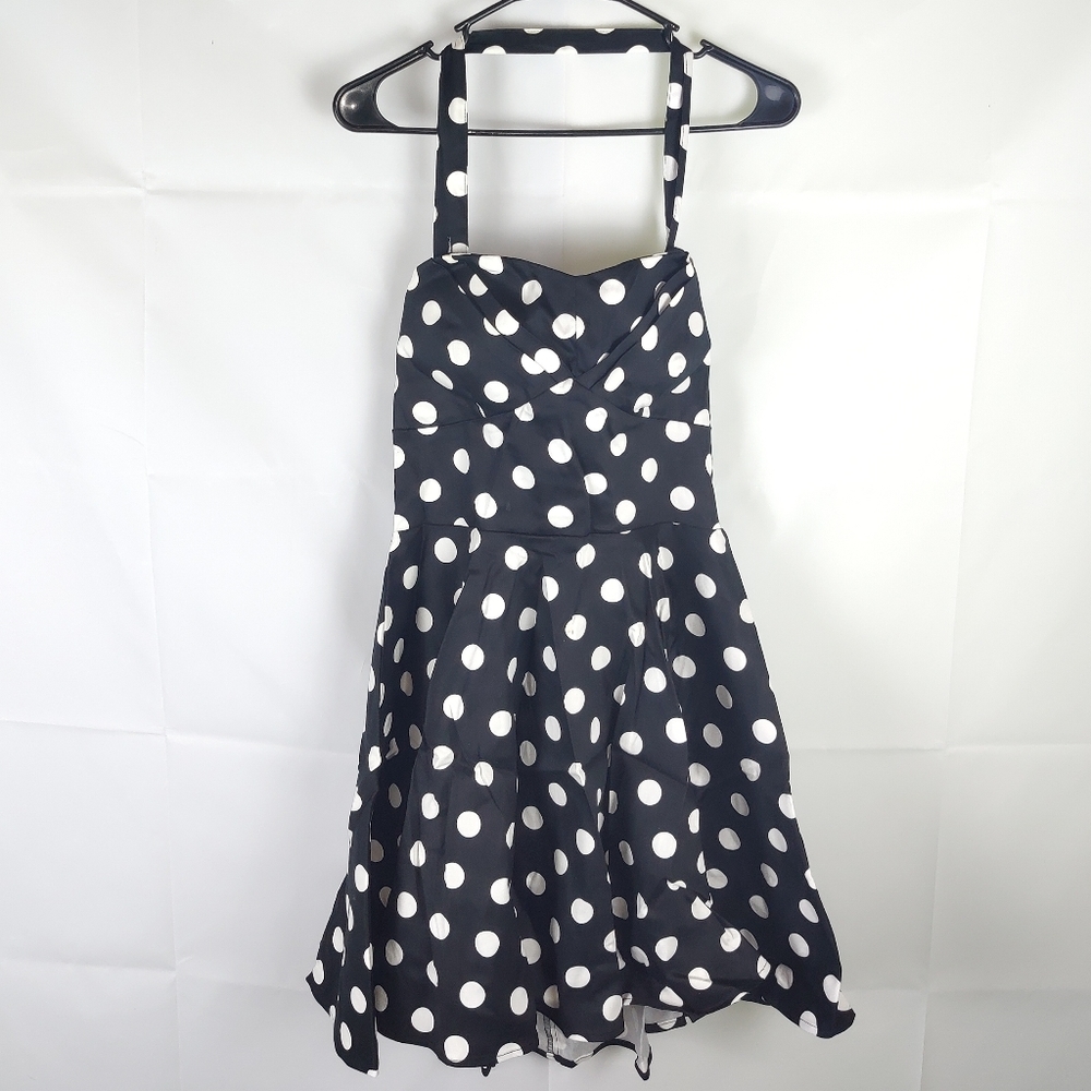 Y2K Vintage Ixia Polka-Dot Dress Womens L Glam Elegant Whimsigoth Cottage Core